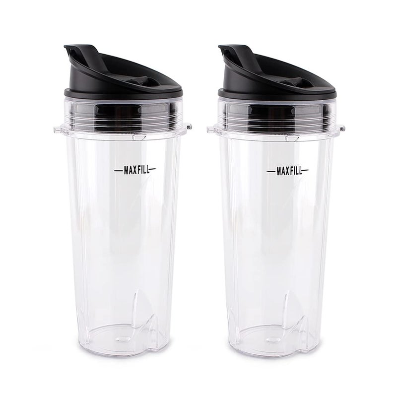 Anbige Replacement Parts for Ninja Blender, 16oz Cup with Lid Compatible with Ninja BL770 BL660 BL810 QB3000 All Pro 4 Tab Blenders (2 cups + 2 sip&seal lids) - Image 1